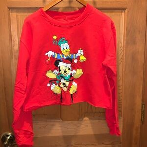 NWOT Disney Crop Sweatshirt Sz XL, Red.